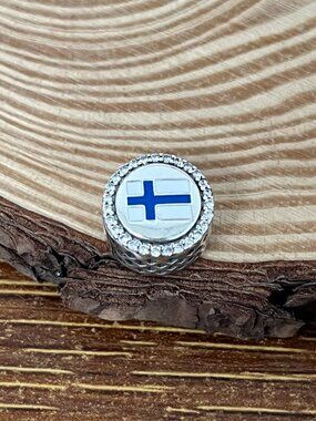 Pandora Finland Flag Bead Charm S925 Silver Charm